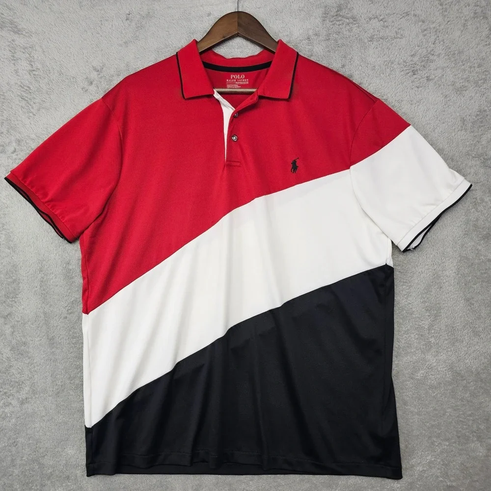 Polo Ralph Lauren Performance Color Block Golf Polo Shirt Men's XL Preppy Casual